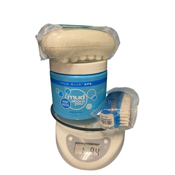 True Blue Spa Mud About You Body Mask Set Mega Mint Buffing Bar & Brush - Picture 9 of 14